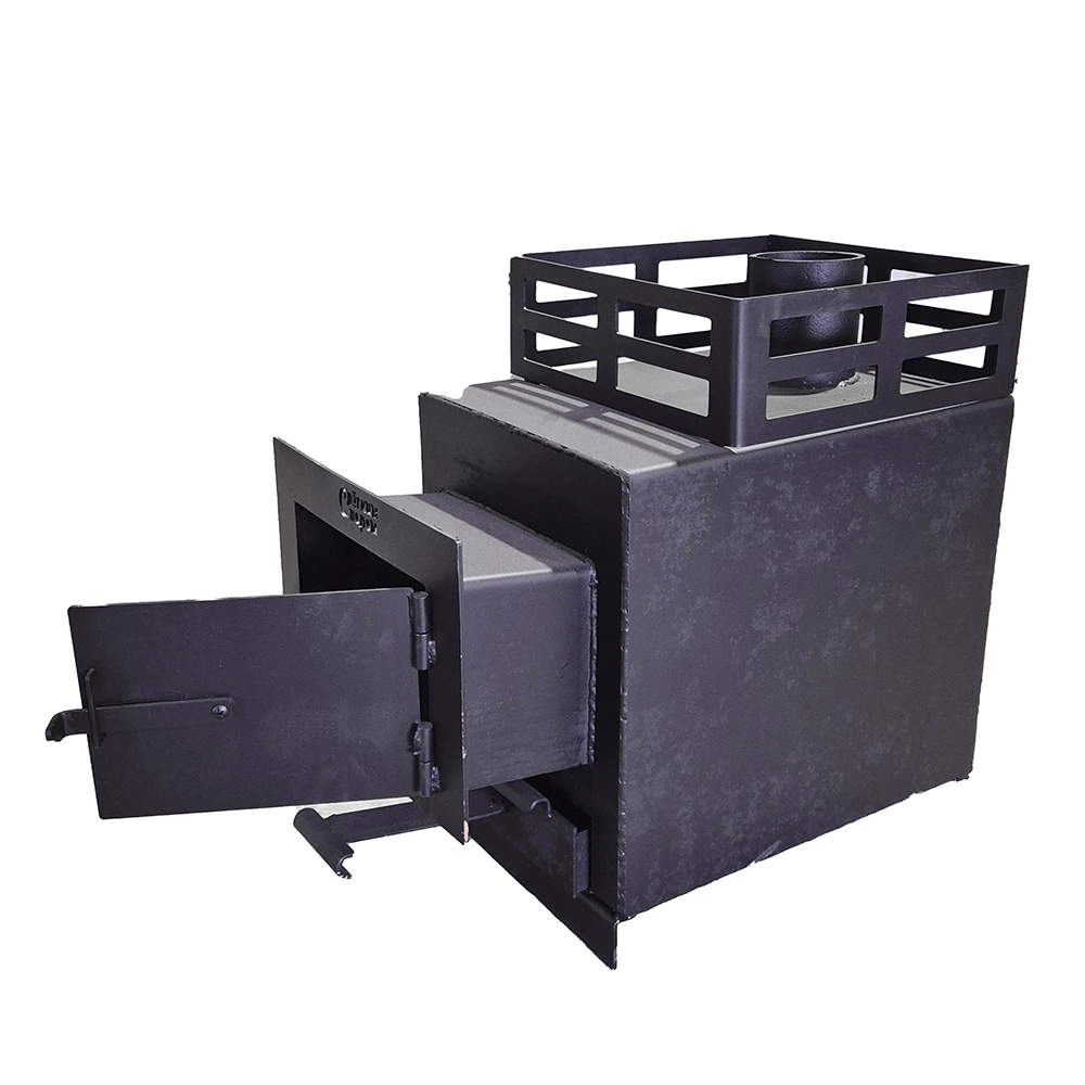 Печь-каменка для бани 8-12 м3 с удлиненным дышлом сталь 4 мм черная