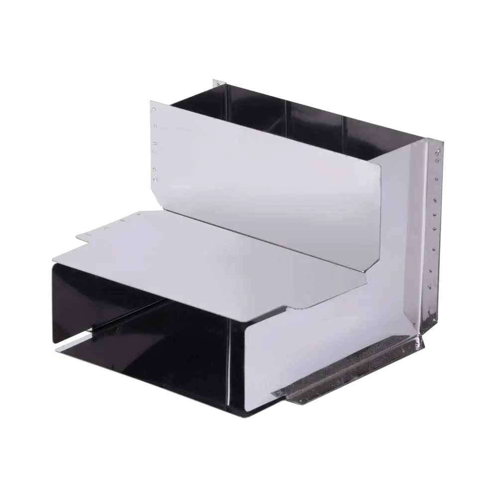 Поворот 90° для вентиляции КуБасту вертикальный нержавеющая сталь 0,5 мм