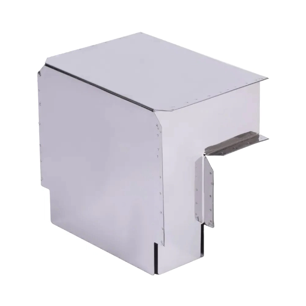 Поворот 90° для вентиляции КуБасту вертикальный нержавеющая сталь 0,5 мм