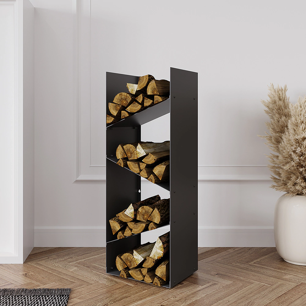 Дровница для бани MART 1000х350х300 мм сталь крепление настенное/напольное черная