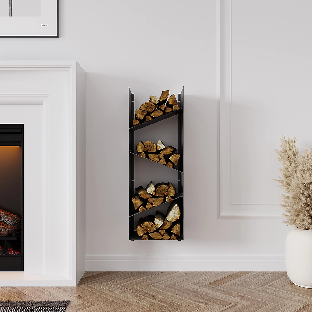 Дровница для бани MART 1000х350х300 мм сталь крепление настенное/напольное черная