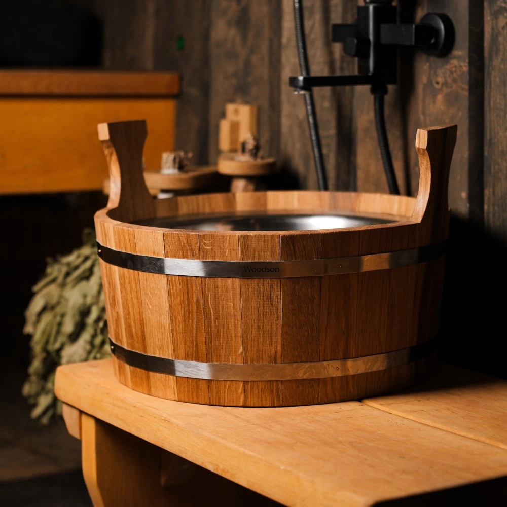 Ушат шайка с нержавеющей вставкой 15 л дуб Woodson