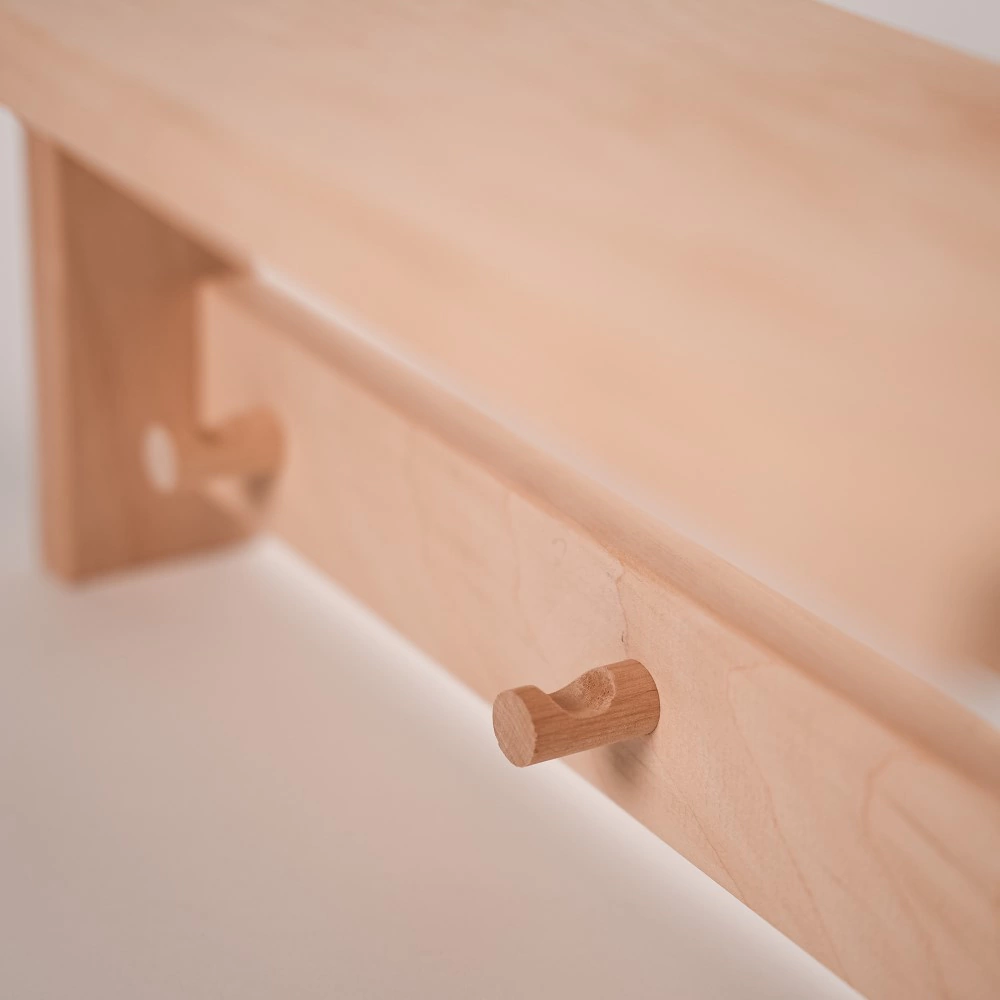 Вешалка для бани 5 крючков 2 ряда с полкой ольха