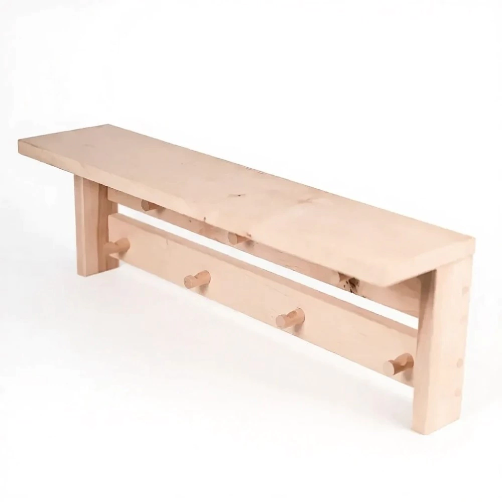 Вешалка для бани 7 крючков 2 ряда с полкой ольха