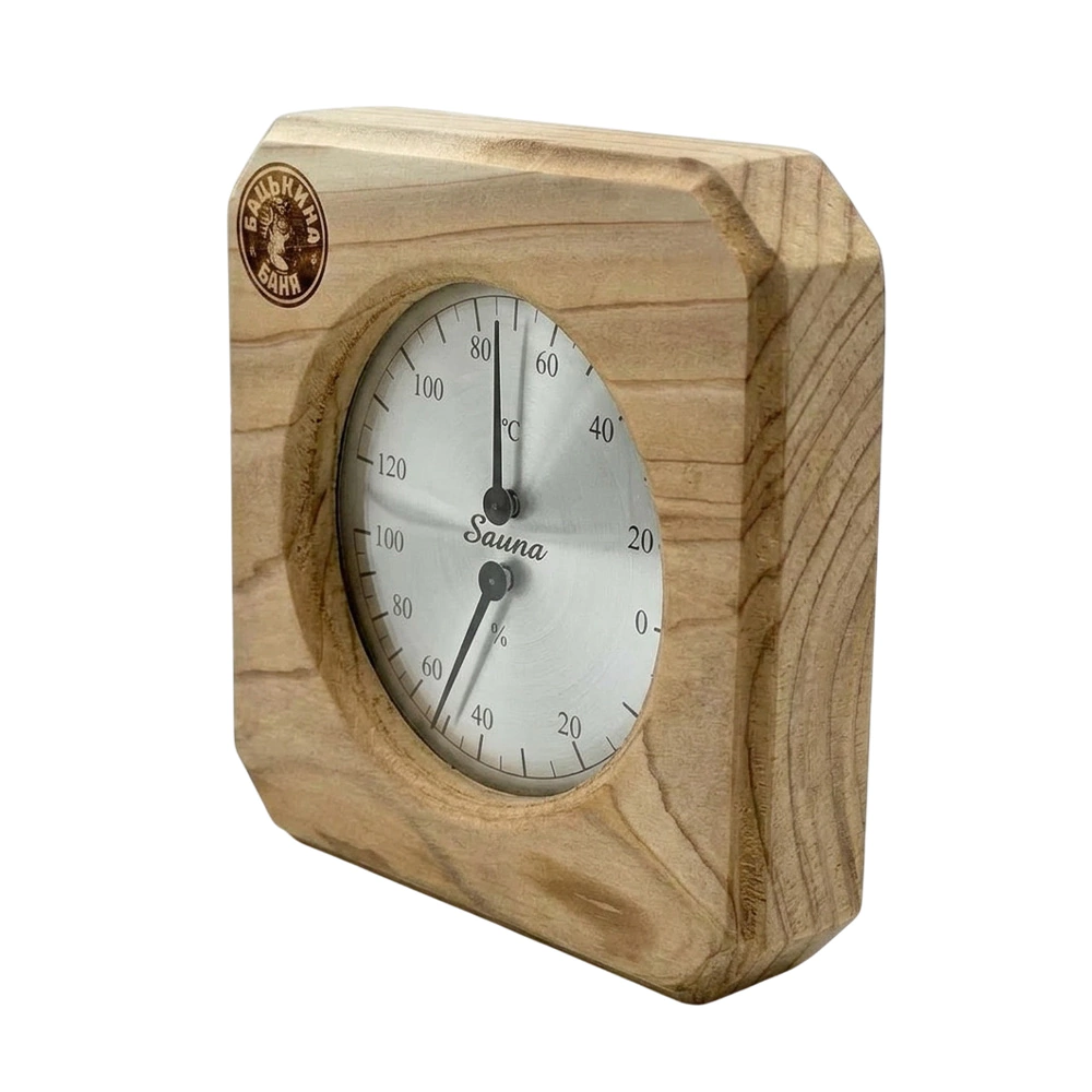 Термометр для бани с гигрометром 14х14х3 см Красный кедр