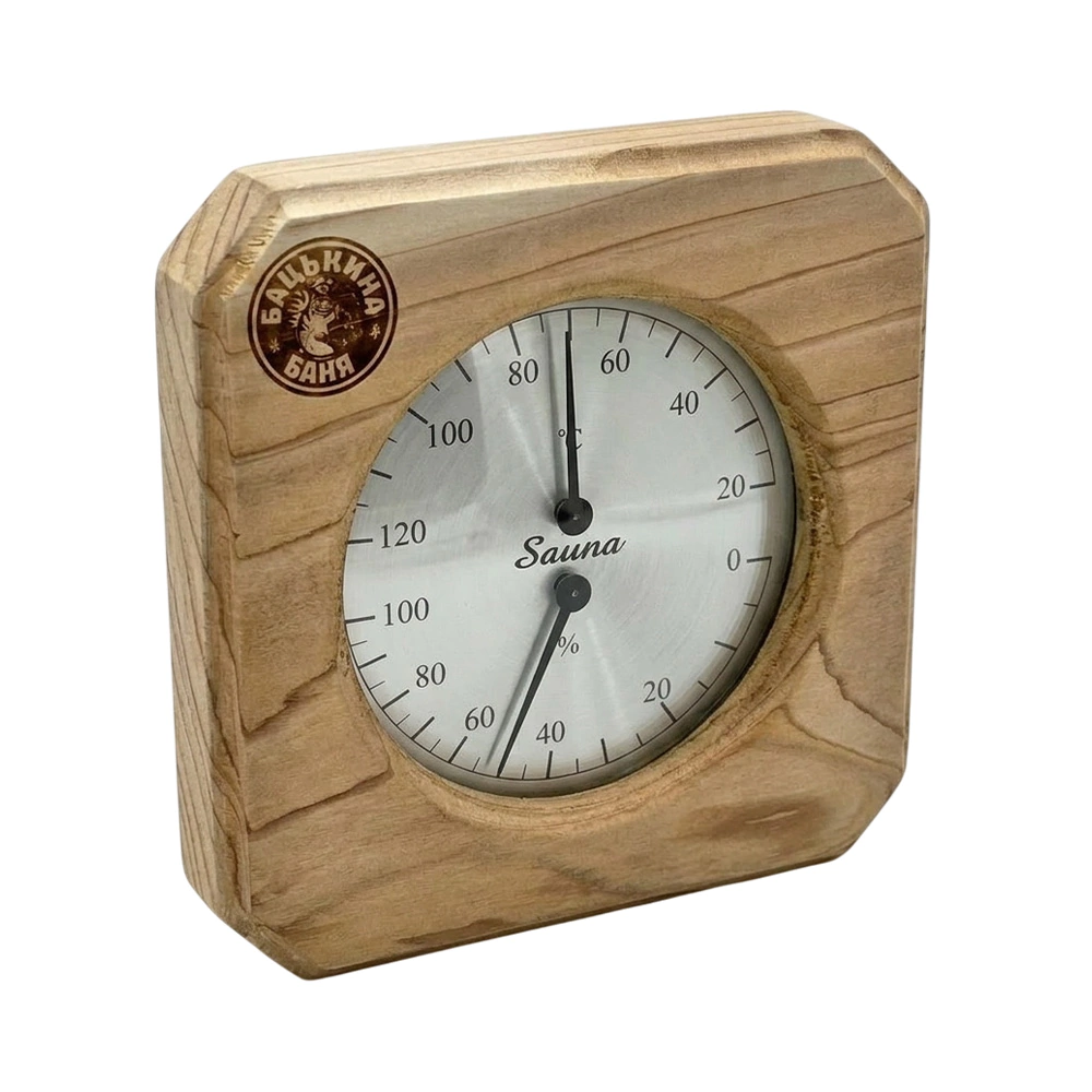 Термометр для бани с гигрометром 14х14х3 см Красный кедр