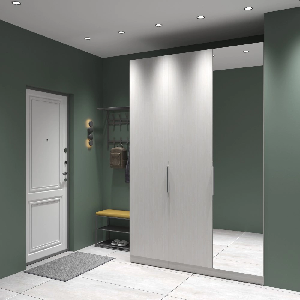 Дверь модульного шкафа elemento распашная зеркало 50 см ясень анкор светлый