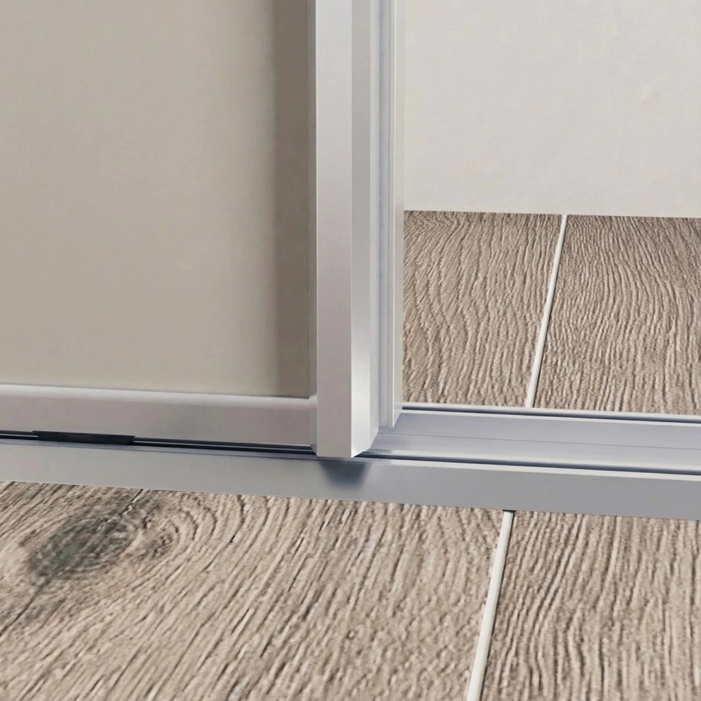 Дверь для шкафа-купе 704х2255 мм ЛДСП Кашемир/алюминий серебро трапеция