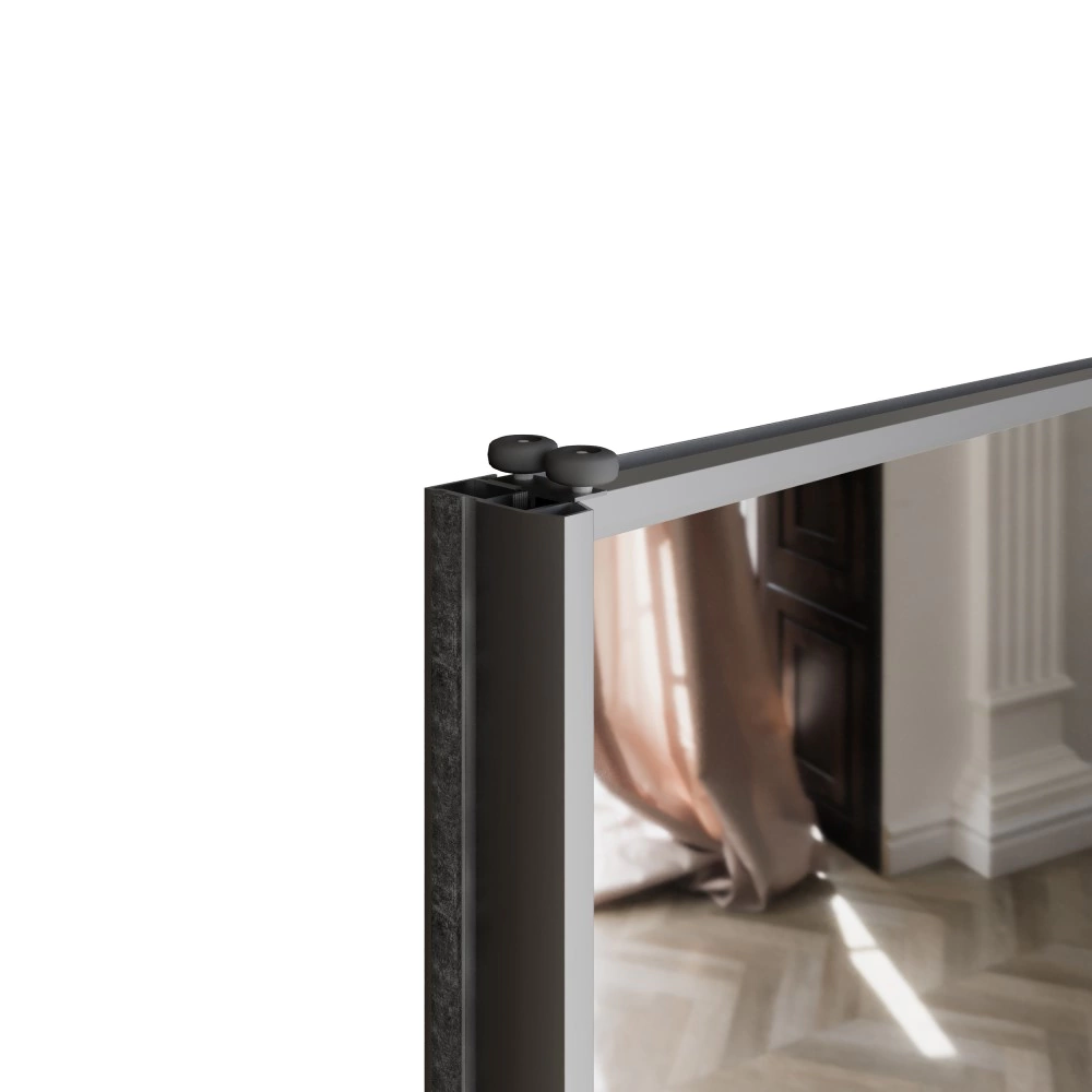 Дверь для шкафа-купе 704х2455 мм зеркало/алюминий серебро трапеция