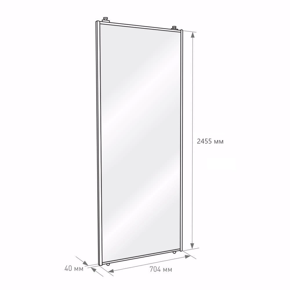 Дверь для шкафа-купе 704х2455 мм зеркало/алюминий серебро трапеция