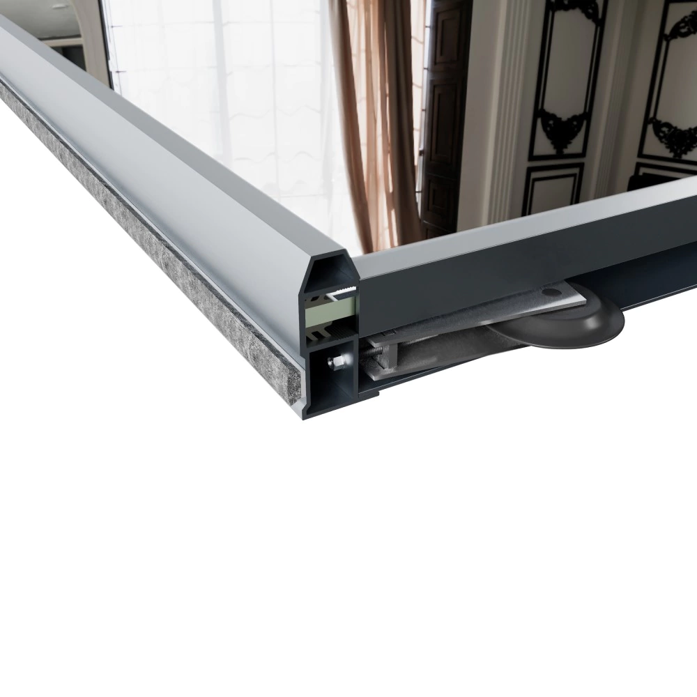 Дверь для шкафа-купе 804х2255 мм зеркало/алюминий серебро трапеция