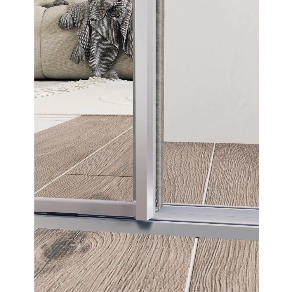 Дверь для шкафа-купе 904х2255 мм зеркало/алюминий серебро трапеция