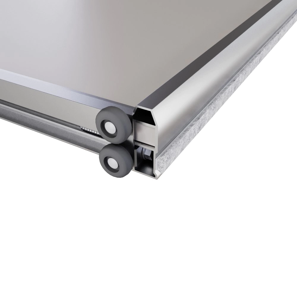 Дверь для шкафа-купе 904х2555 мм ЛДСП Кашемир/алюминий серебро трапеция