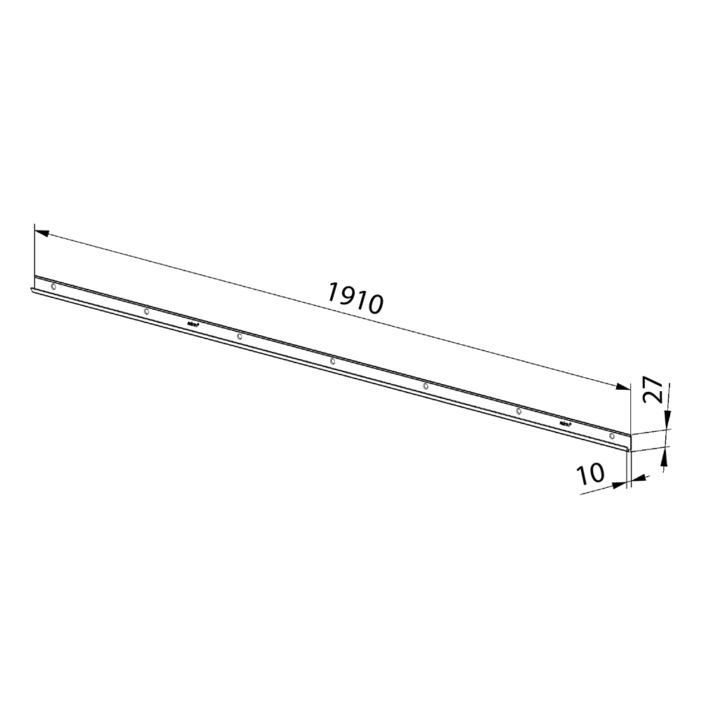 Рельс несущий L1909 мм для монтажа направляющих черный Aristo