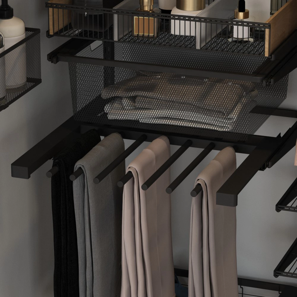 Вешалка для брюк выдвижная с доводчиком L607 мм серия 460 черная Aristo