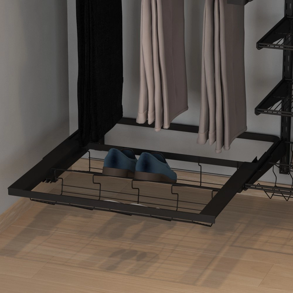 Обувница 2-ярусная выдвижная с доводчиком L607 мм серия 460 черная Aristo