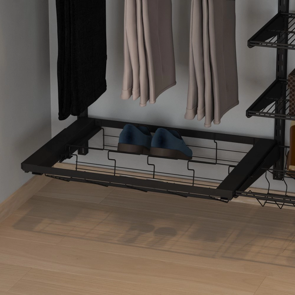 Обувница 2-ярусная выдвижная с доводчиком L607 мм серия 460 черная Aristo