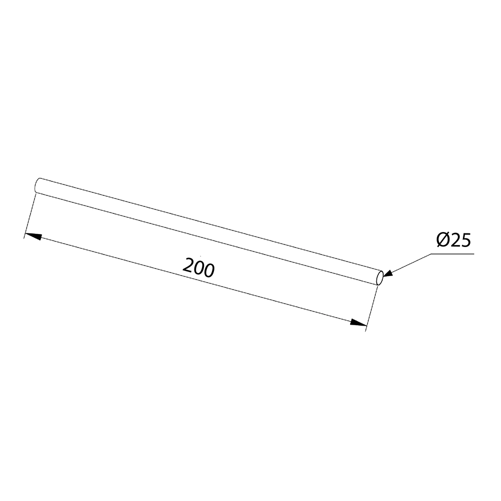 Штанга гардеробная круглая L2000 мм d25 мм черная матовая Aristo