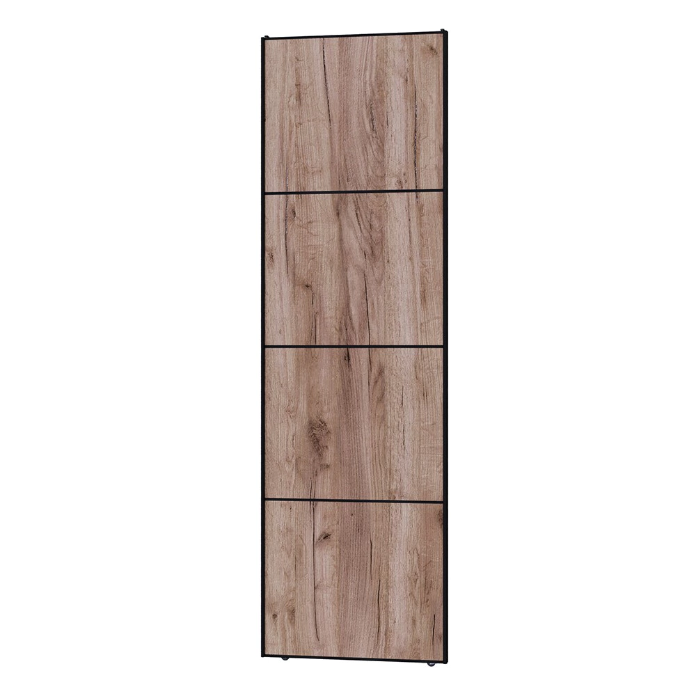 Дверь для шкафа-купе 804х2555 мм ЛДСП Дуб крафт табачный с разделителями/алюминий черный трапеция