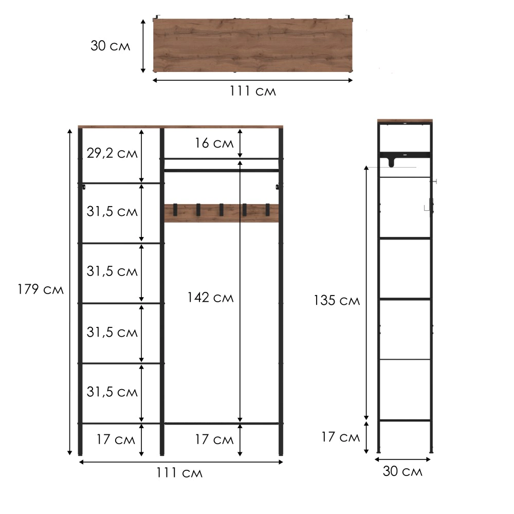 Гардеробная система Торонто 48Л 179х111х30 см черная