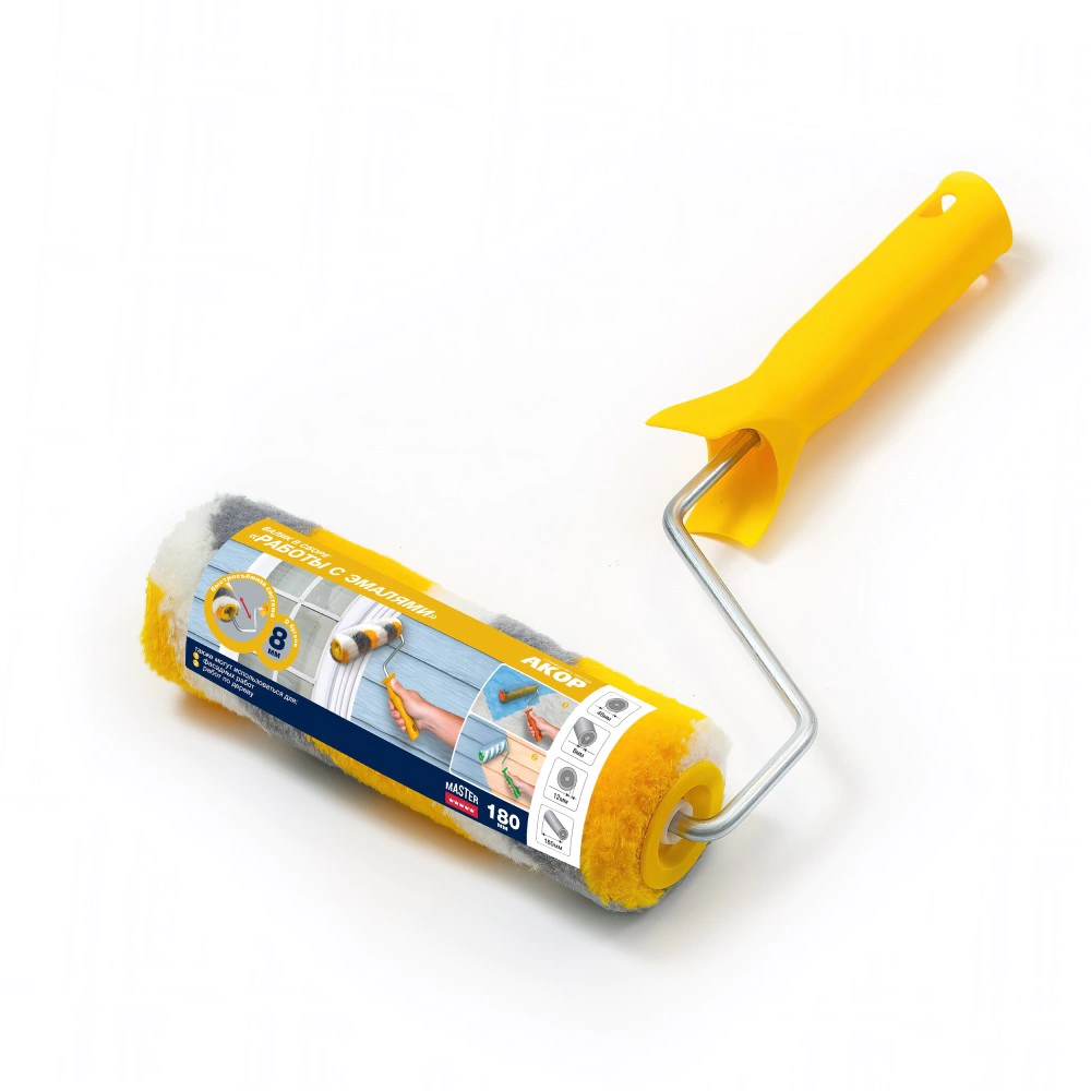 Валик для эмалей и лаков АКОР 18 см с ручкой