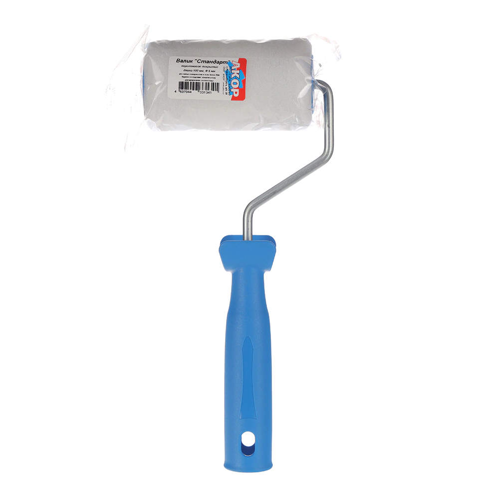 Валик для красок АКОР без брызг для стен и потолка 10 см с ручкой