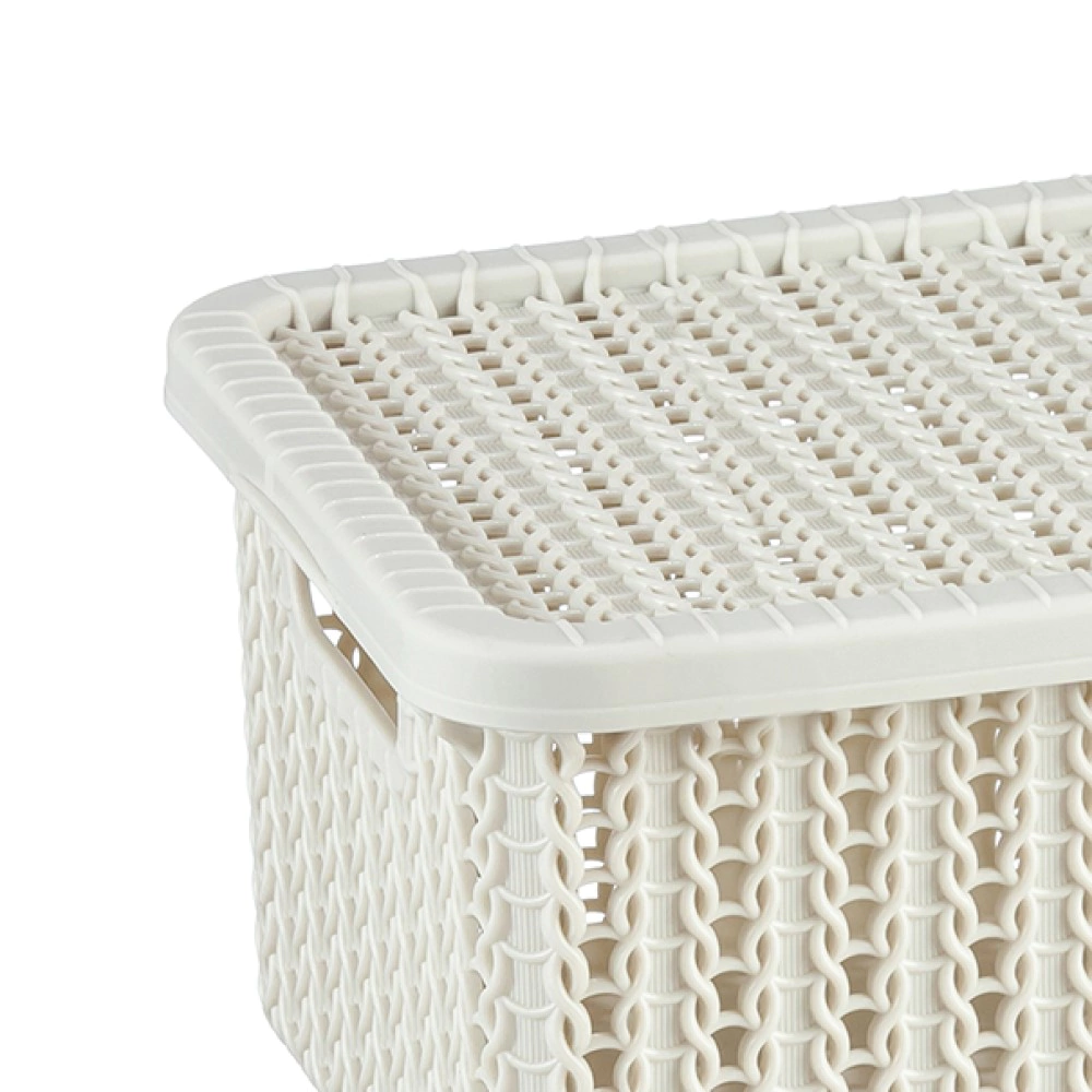 Корзина для хранения IDEA Вязание с крышкой 15x8x17 см 1,5 л белая