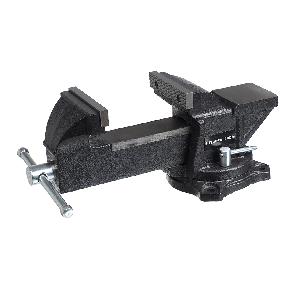 Тиски слесарные захват 100 мм вес 7 кг поворотные с наковальней DORN PRO