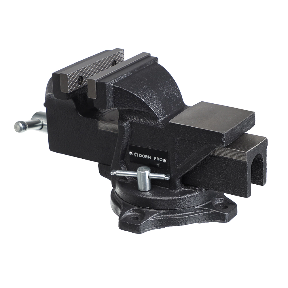 Тиски слесарные захват 100 мм вес 7 кг поворотные с наковальней DORN PRO