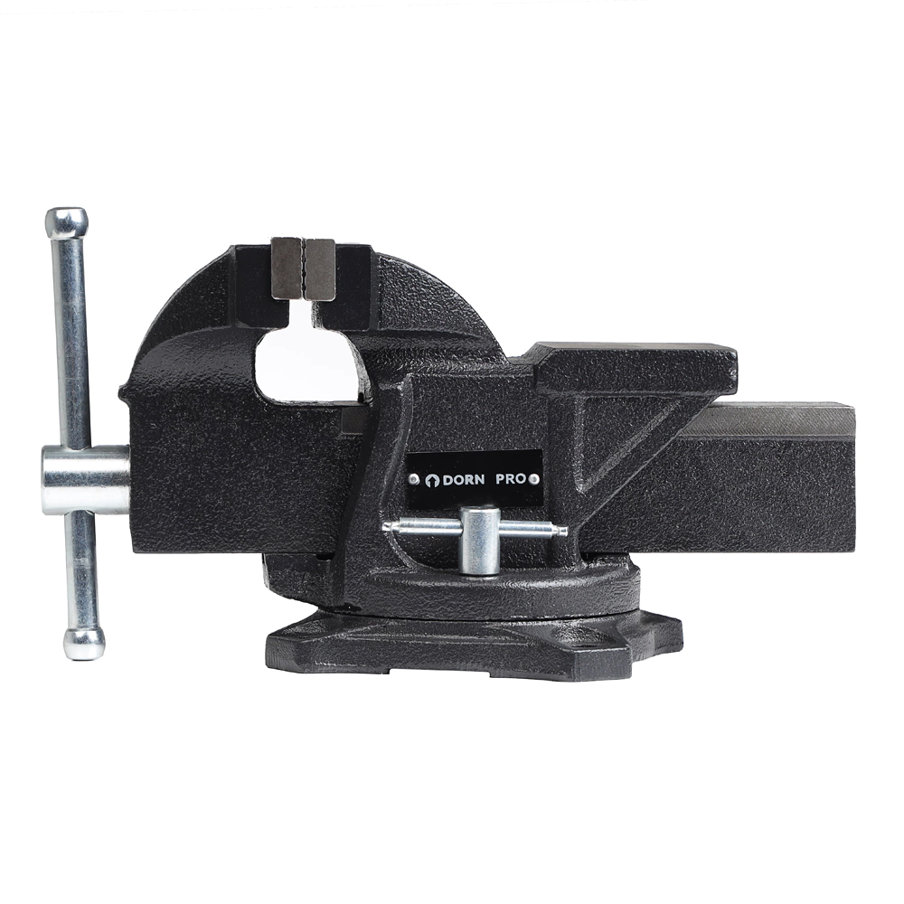 Тиски слесарные захват 100 мм вес 7 кг поворотные с наковальней DORN PRO