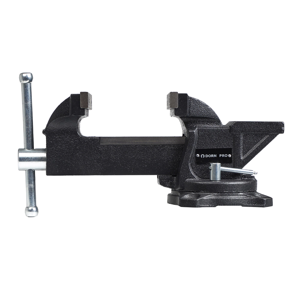 Тиски слесарные захват 100 мм вес 7 кг поворотные с наковальней DORN PRO