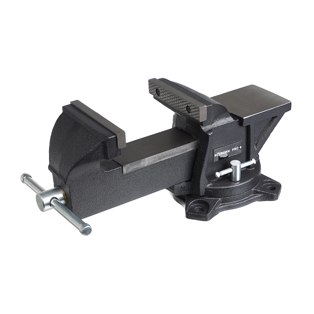 Тиски слесарные захват 125 мм вес 12 кг поворотные с наковальней DORN PRO