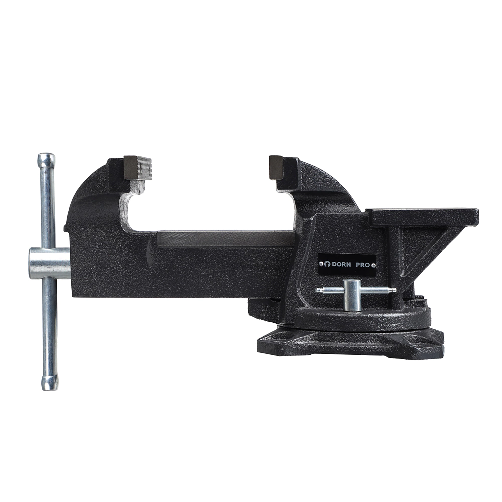 Тиски слесарные захват 125 мм вес 12 кг поворотные с наковальней DORN PRO