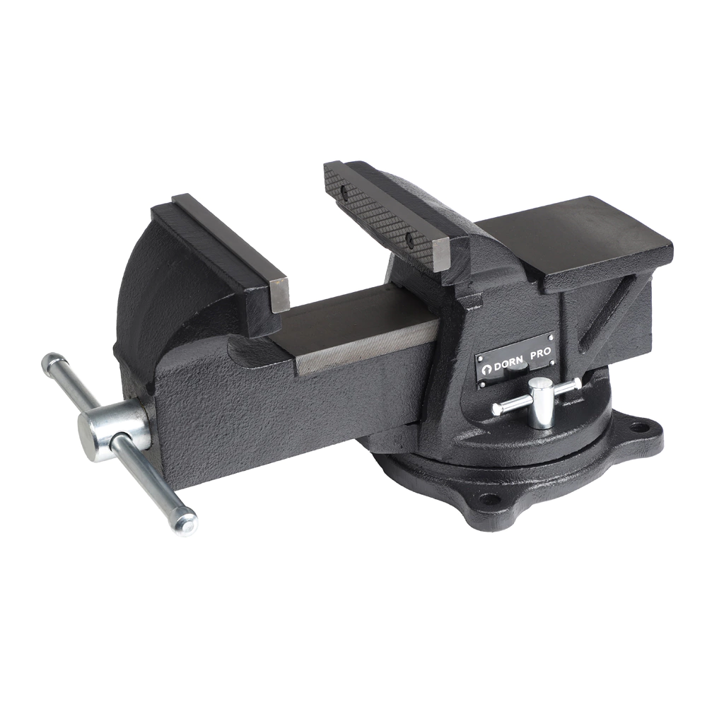 Тиски слесарные захват 150 мм вес 17 кг поворотные с наковальней DORN PRO