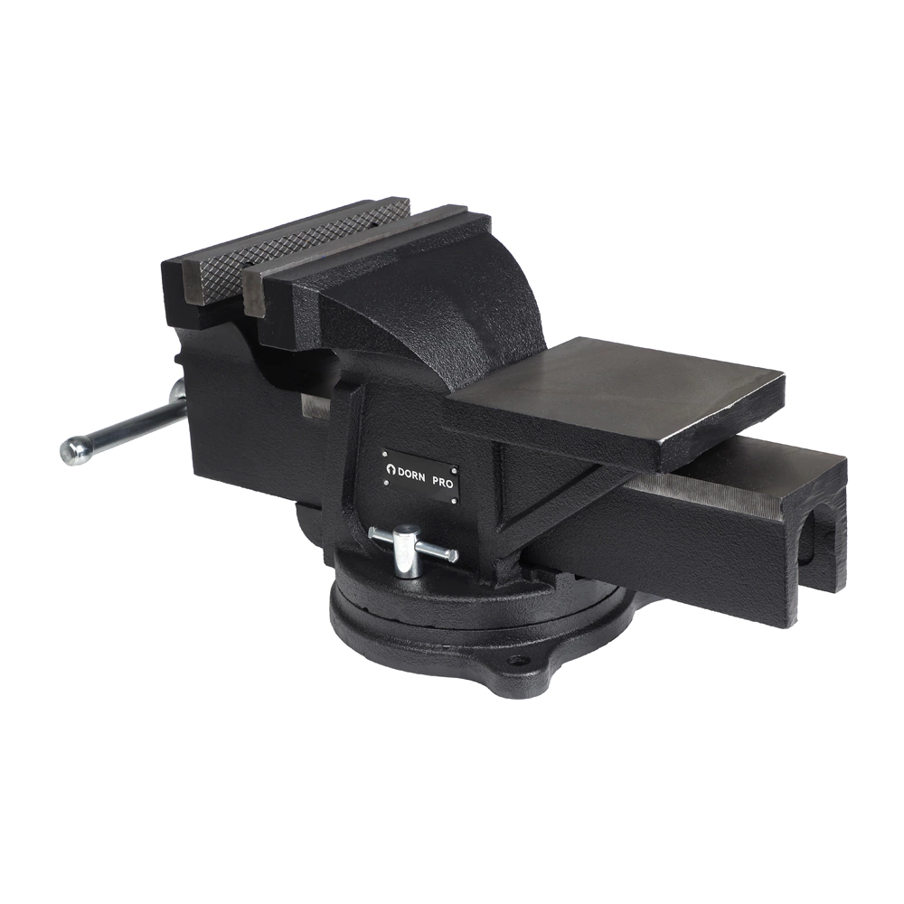 Тиски слесарные захват 200 мм вес 33 кг поворотные с наковальней DORN PRO