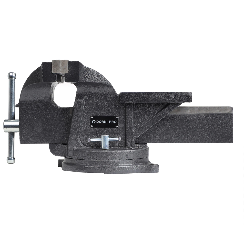 Тиски слесарные захват 200 мм вес 33 кг поворотные с наковальней DORN PRO