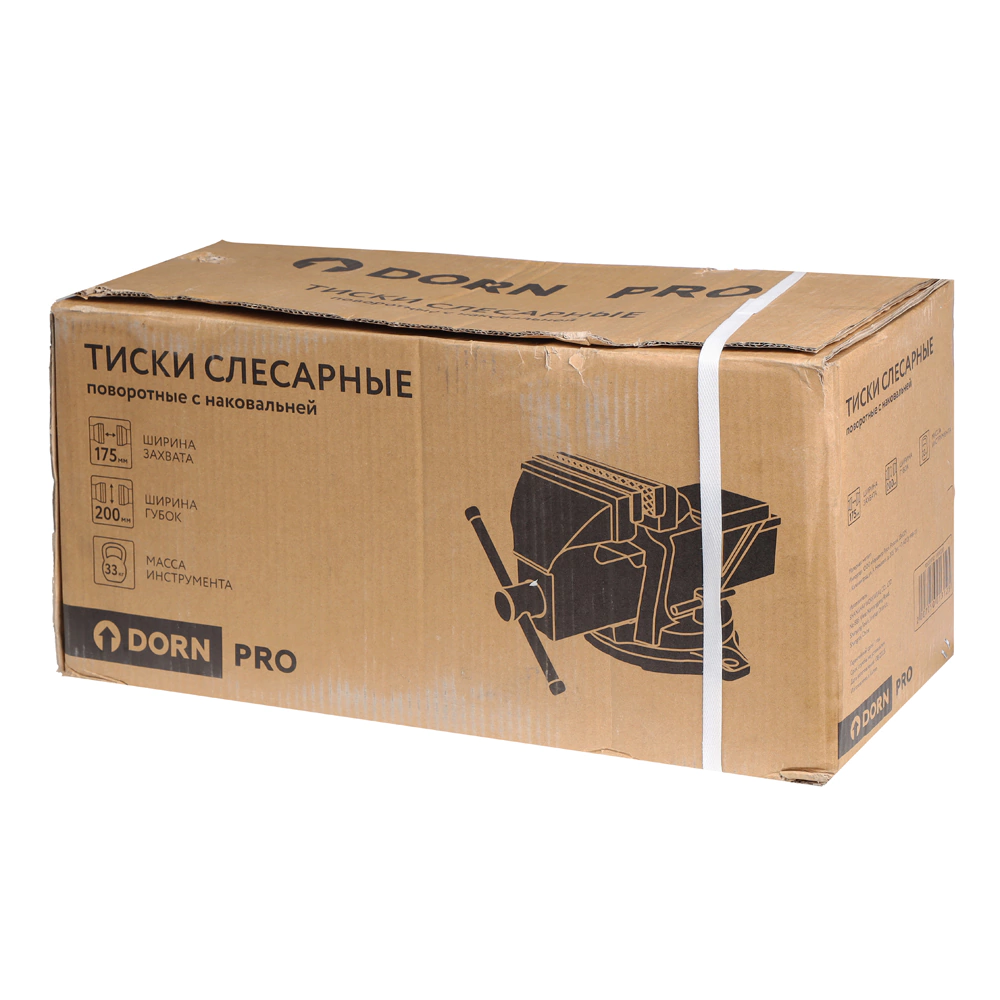 Тиски слесарные захват 200 мм вес 33 кг поворотные с наковальней DORN PRO