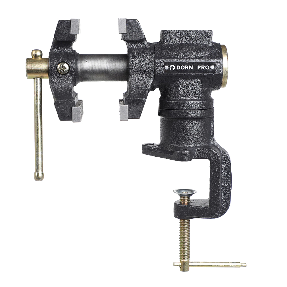 Тиски слесарные захват 63 мм вес 3,8 кг поворотные с наковальней DORN PRO