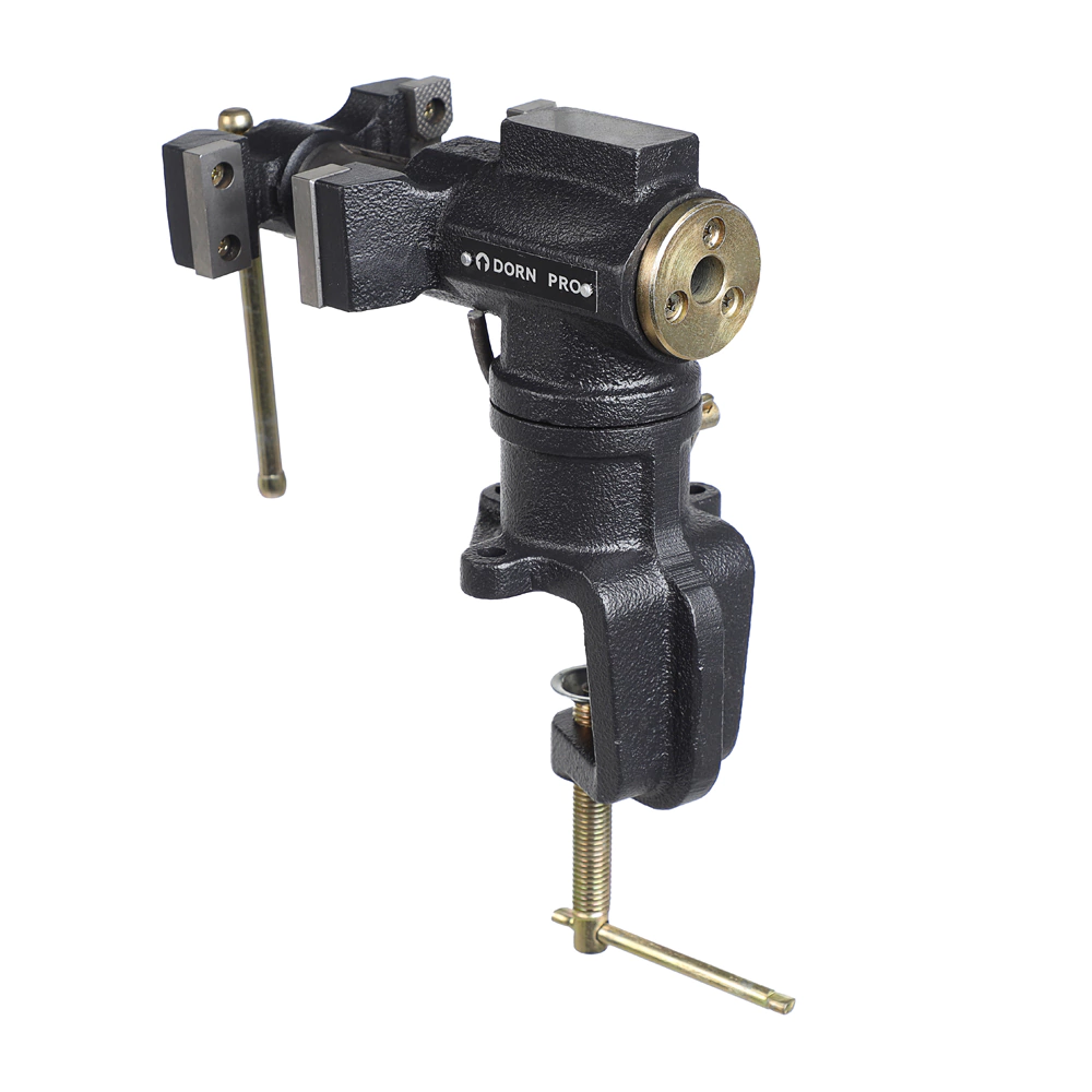 Тиски слесарные захват 63 мм вес 3,8 кг поворотные с наковальней DORN PRO