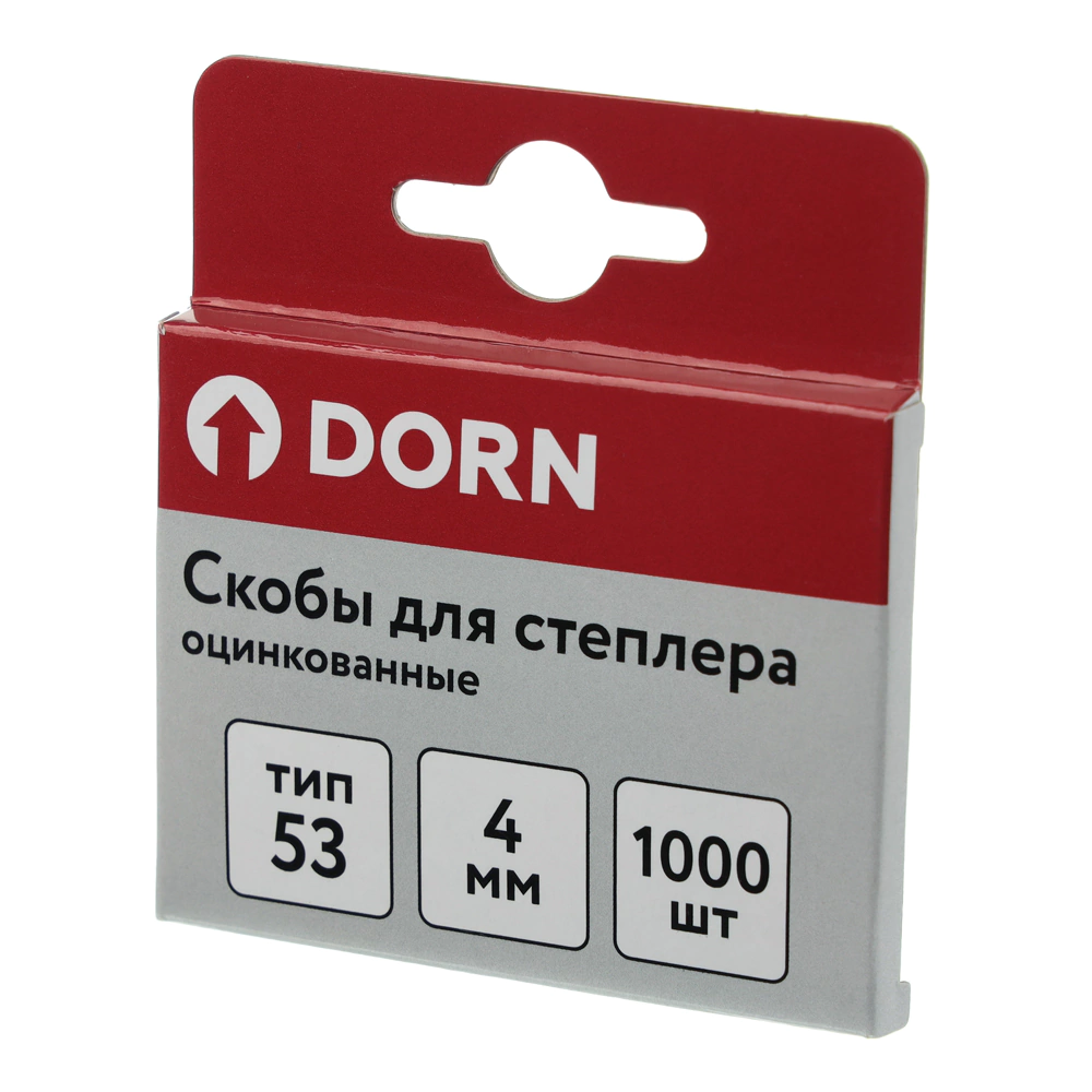 Скобы для степлера тип 53, 4 мм 1000 шт оцинкованные DORN