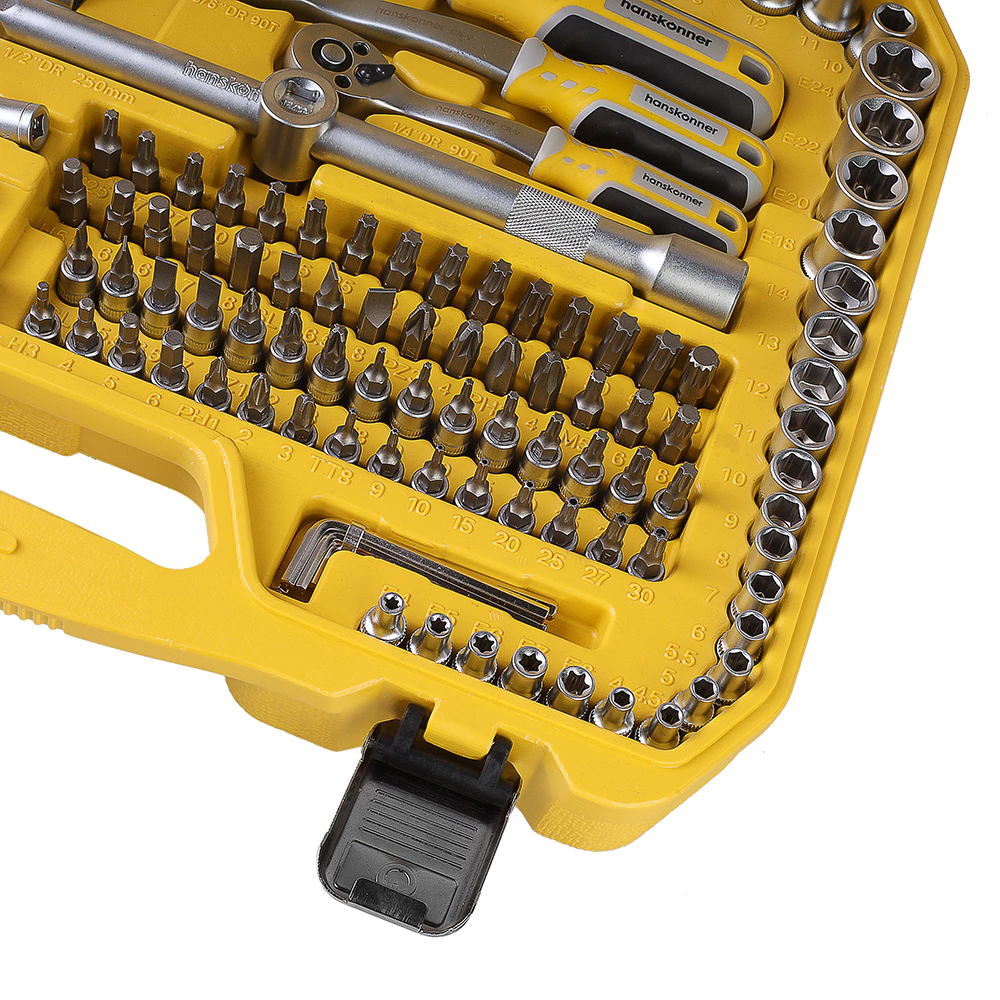 Набор инструментов 216 предметов, головки 1/2", 1/4", 3/8" Hanskonner HK1045-20-S216