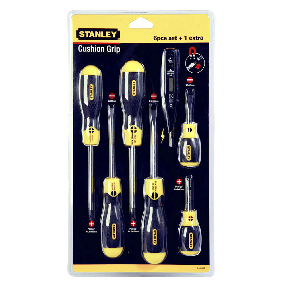 Набор отверток STANLEY Сushion grip + отвертка-пробник 250V