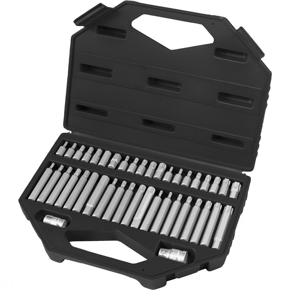 STELS Набор бит 42 предмета HEX, TORX, Spline, переходники 3/8", 1/2" STELS