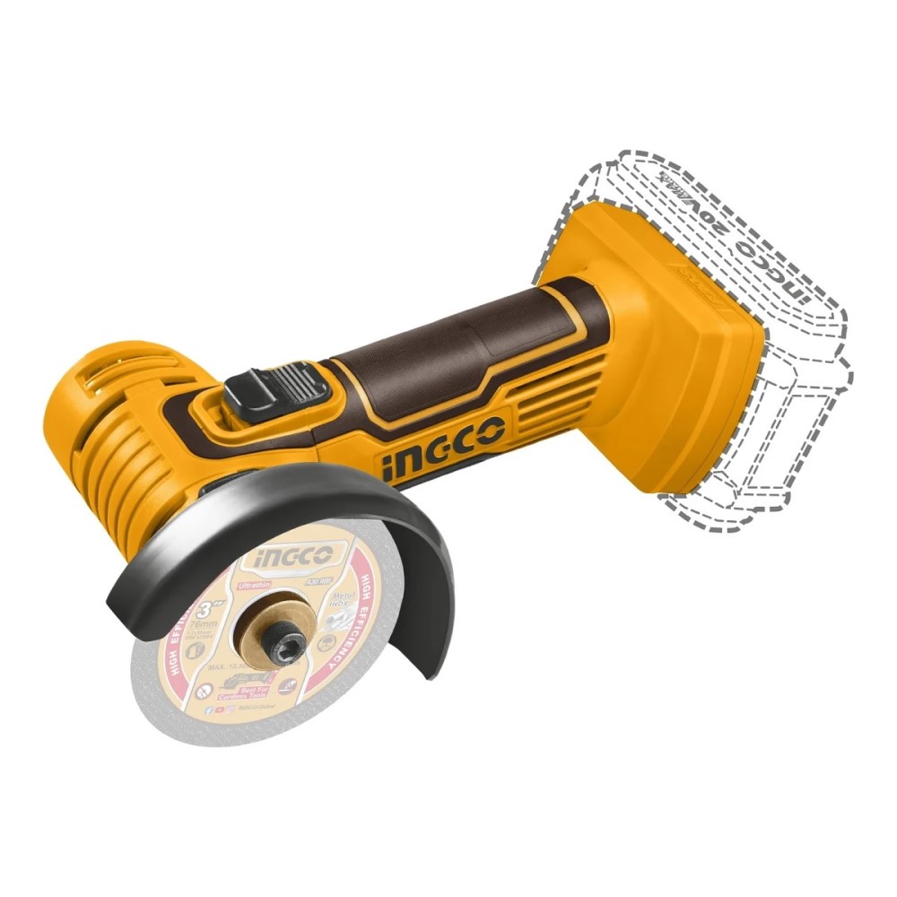 INGCO Угловая шлифмашина INGCO CAGLI76012, 20 В 1x2,0 Ач 76 мм