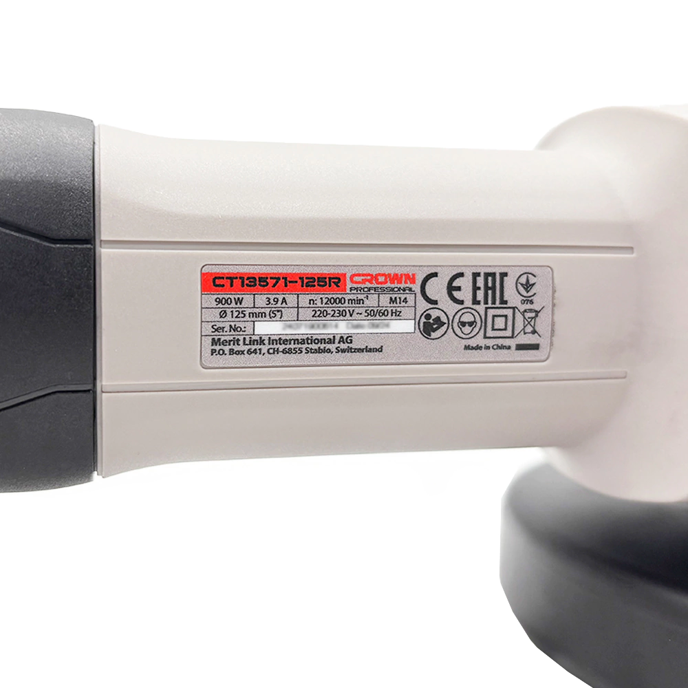 Угловая шлифмашина 900 Вт 125 мм CROWN CT13571-125R
