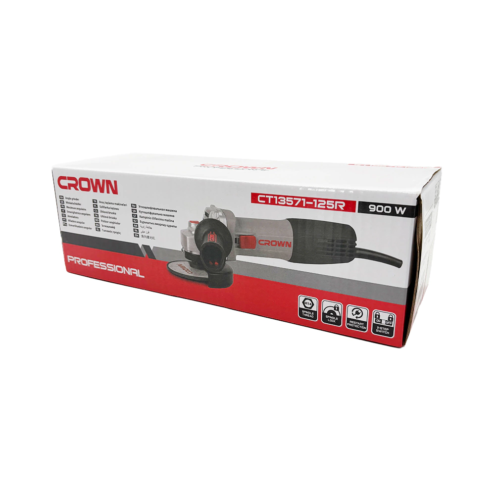 Угловая шлифмашина 900 Вт 125 мм CROWN CT13571-125R