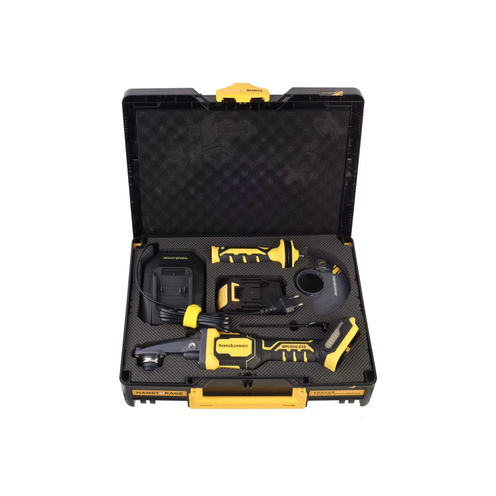 Угловая шлифмашина аккумуляторная 125 мм 18 В 1х4,0 Ач Hanskonner HAG18125BLC