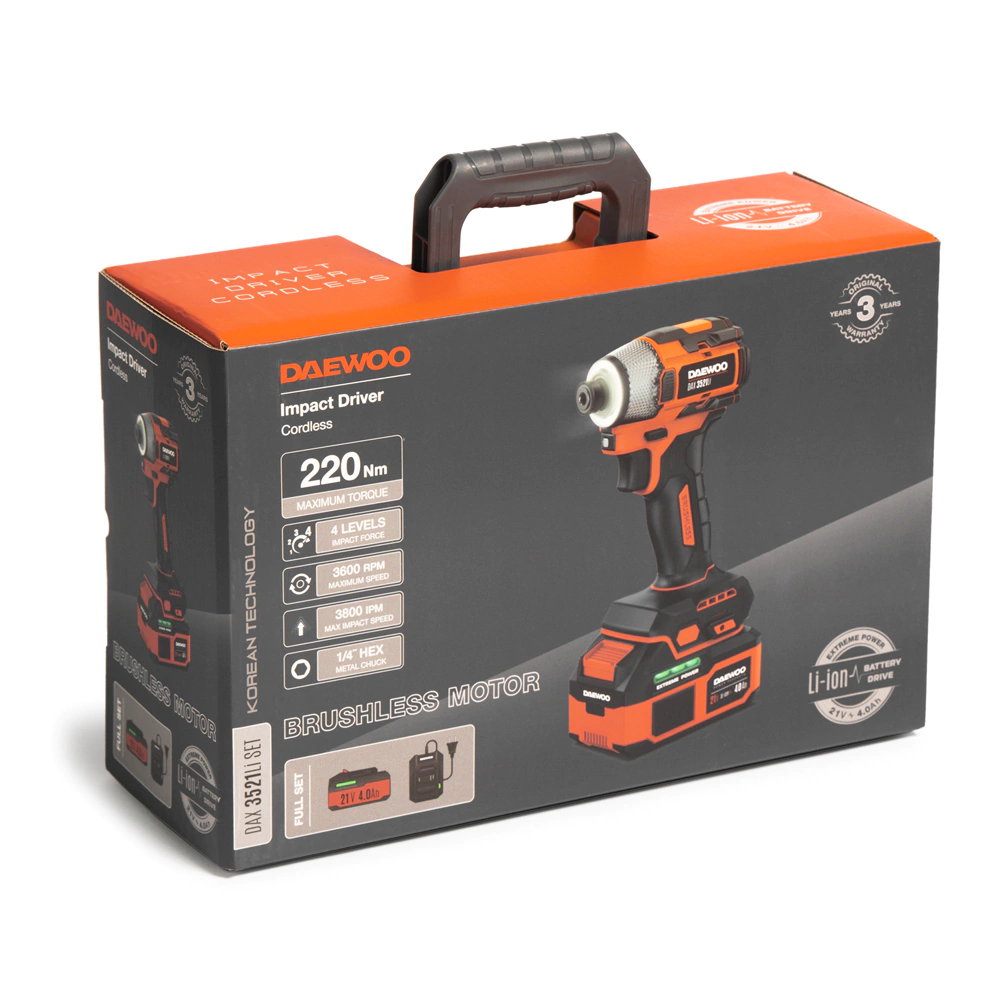 Винтоверт бесщеточный 21 В 1х4,0 Ач DAEWOO DAX 3521Li SET