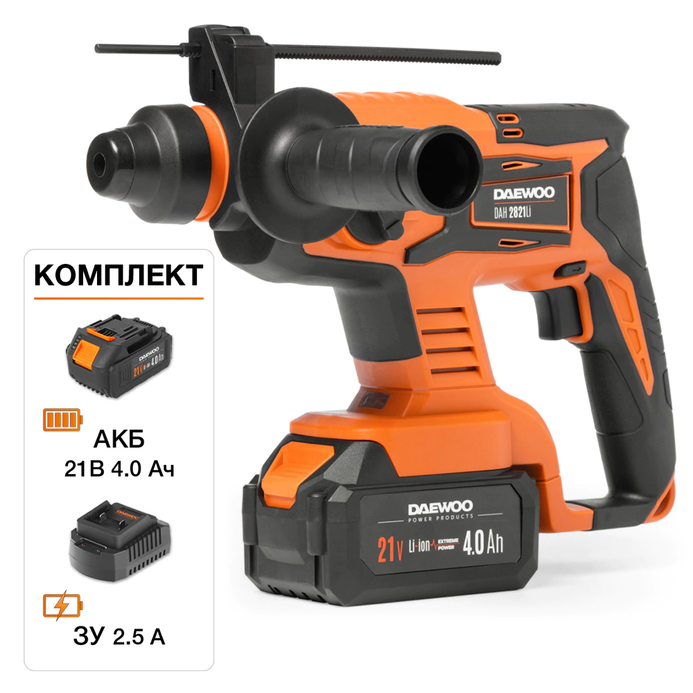 Перфоратор аккумуляторный SDS-Plus 21 В 1х4,0 Ач 2,0 Дж DAEWOO DAH 2821Li SET