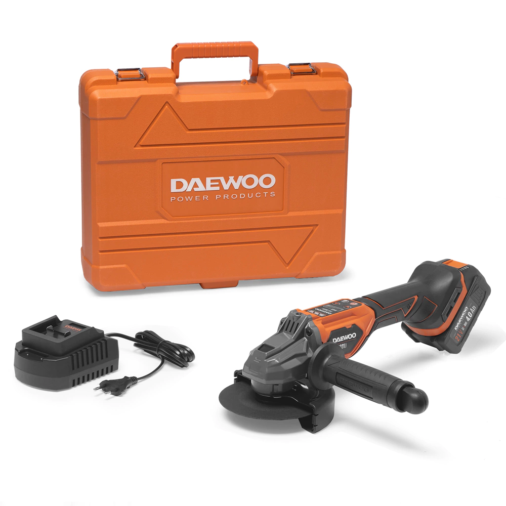 Угловая шлифмашина аккумуляторная бесщеточная 21 В 125 мм 1х4,0 Ач DAEWOO DAG 3021Li SET